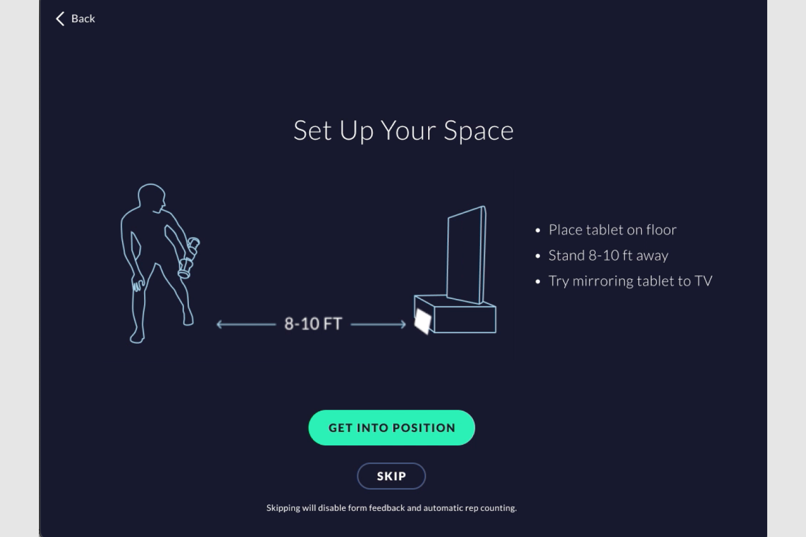 Initial user positioning set up
